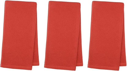 Mia's Dream Cotton Hand Towel Waffle Weave Kitchen Tea Towels, Soft and Absorbent Gym Bath Washcloths, 13x28 Inch 3 Pack (Brick Red)