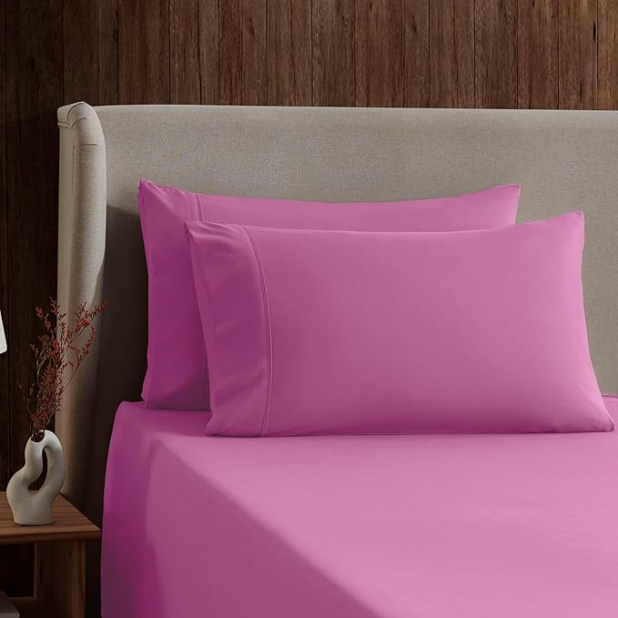 Nestl King Sheet Set - Luxury 1800 Ultra-Soft Microfiber King Bed Sheets - Double Brushed - Deep Pockets - Easy Fit - 4 Piece Set - Bedding Sheets & Pillowcases (King, Light Pink)