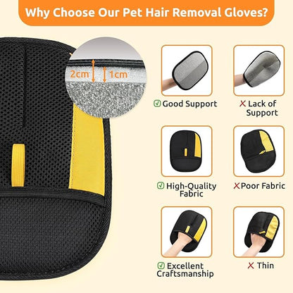 SAWMONG Pet Hair Removal Glove, 2Pcs Cat & Dog Reusable Pet Hair Remover Gloves 2025 New Upgrade, Grooming Pet Hair Remover Tool