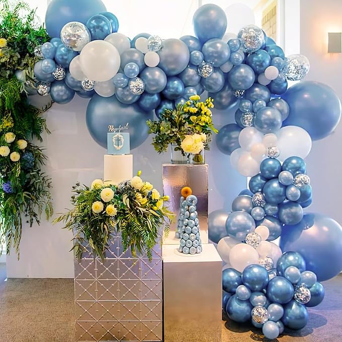 PartyWoo Metallic Blue Balloons, 50 pcs 12 Inch, Balloon Garland or Arch Decorations, Unisex, Birthday, Wedding