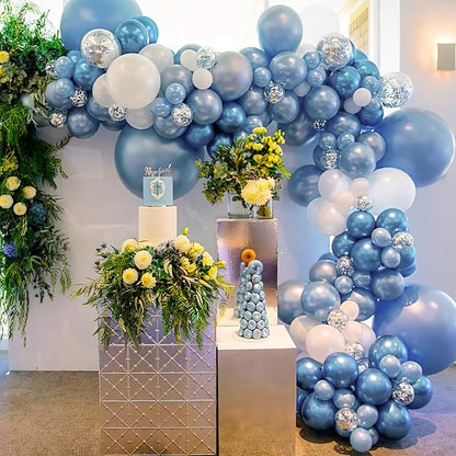 PartyWoo Metallic Blue Balloons, 50 pcs 12 Inch, Balloon Garland or Arch Decorations, Unisex, Birthday, Wedding