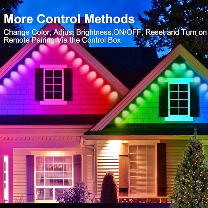Permanent Outdoor Lights, 100ft RGB with App Controlled Remote, DIY Scene Mode IP67 Waterproof LED, Music Synchronized Outdoor Lights for Houses