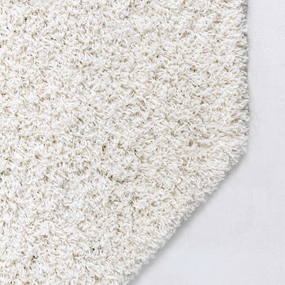Unique Loom Solid Shag Collection Area Rug (6' 1" Octagon, Snow White)