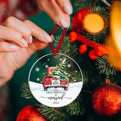 Our First Christmas in Our New Apartment 2025 Xmas Ceramic Ornament - Apartment Decor House Warming Gifts 1st Apartment Christmas Ornament (Married Ornament 2)