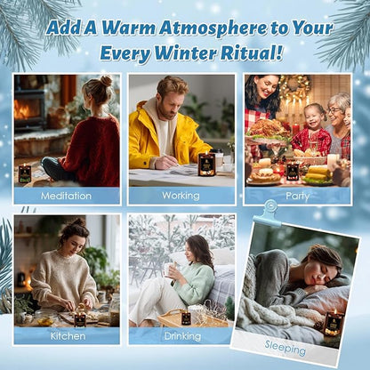 Winter Candle Set, 6 Pack Soy Candles for Home, Holiday Vanlentine's Day Gifts for Women Men, Winter Scents of Gingerbread/Apple Cinnamon/Coffee Latte/Pine Cedarwood/Amber Wood/Cashmere Sweater