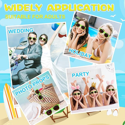 ASTARON 12 Pack Party Sunglasses Bulk Neon Party Favors for Beach Wedding Party Pool Party Supplies
