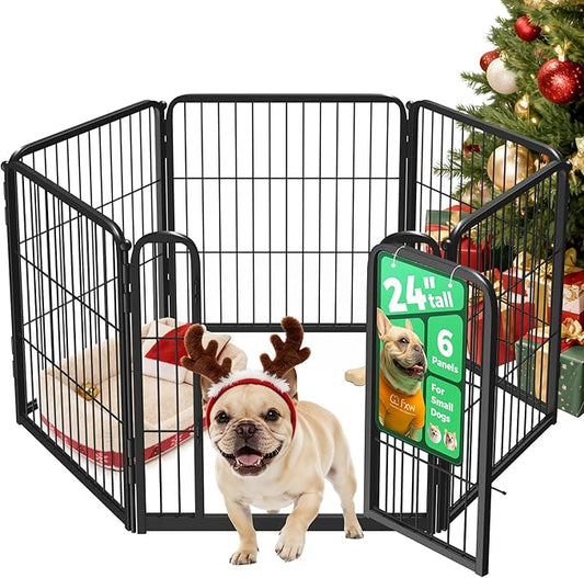 FXW Homeplus Unleashed Indoor Dog Playpen - Stress-Free and Safe Play, Heavy Duty 24 Inch 6 Panels Dog Pen for Puppy and Small Dogs, Black│Patented