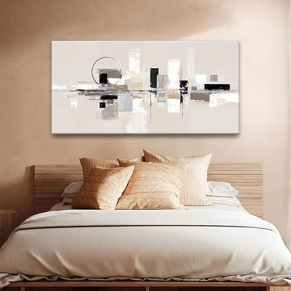 QSQ Abstract Canvas Art Wall Decor Black White Wall Art Painting Abstract Wall Decor Prints Grey Brown Minimalist Artwork Picture For Bedroom Kitchen Office Bathroom Home Wall Decoration 20" × 40"