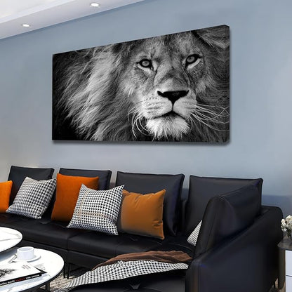 Baisuart Modern Giclee Canvas Prints Stretched Artwork Black and White Lion Pictures to Photo Paintings on Canvas Wall Art for Home Office Decorations Wall Décor XXLarge 30x60inch