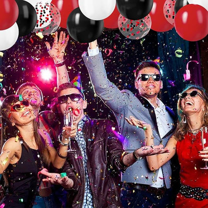 Red Black and White Balloons, 75PCS Red and Black Balloons, 12in and 5in Red White and Black Latex Party Balloons for Casino Theme Party, New Years, Graduation Decorations