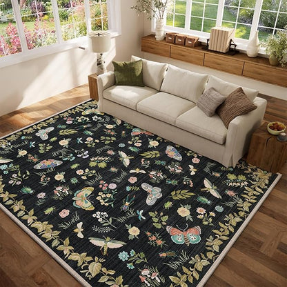 Machine Washable Rug for Living Room: 5x7 Area Rugs Vintage Rugs Stain Resistant Non Slip Low Pile Lightweight Soft Carpets for Bedroom Kitchen Dining Room Nursery Kids Room Farmhouse Home Office
