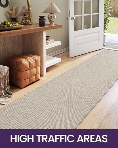 DEXI Hallway Runner Rug 2'4''x10', Non Slip Rubber Backed Runners Carpet, Ultra Thin Entryway Rugs Indoor for Kitchen Hallway Entrance Bedroom, Beige
