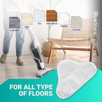 BlueStars 8-Pack Microfiber Steam Mop Pads – Compatible Replacement Pads for Popular 5-in-1 Steam Mop Models – Washable & Reusable