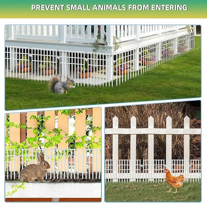 28 Pack Animal Barrier Fence, 13in x28.5ft Fence Barrier for Bottom, 1.2in Gap Dog/Rabbit Fencing, Rustproof Metal Border, White