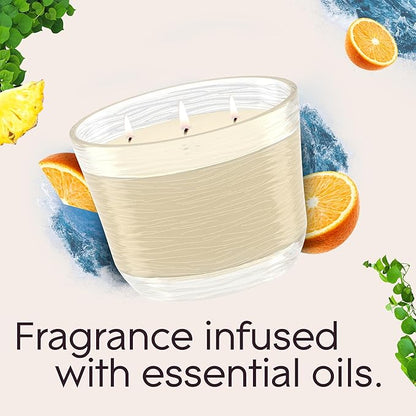 Glade 3-Wick Scented Candle Jar, Coastal Sunshine Citrus, Air Freshener Infused with Essential Oils, 6.8 Oz, 3 Count