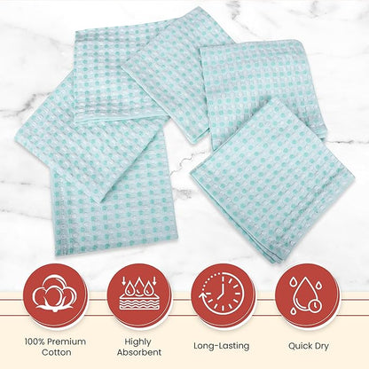 Vintage Vista 100% Cotton Dish Cloths (Pack of 6) - Dish Rags for Washing Dishes - Reusable & Highly Absorbent Kitchen Towels - Kitchen Rags for Christmas - (12" x 12" - Lemon Green Honeycomb)