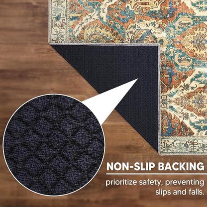 Keen Home Design 2x3 Rug - Machine Washable Entry Rug with Non-Slip Backing, Ideal for Enteryway, Kitchen, Bathroom, Laundry Room - Vintage, Easy Clean, Durable, Low Pile Rug - (2' x 3')