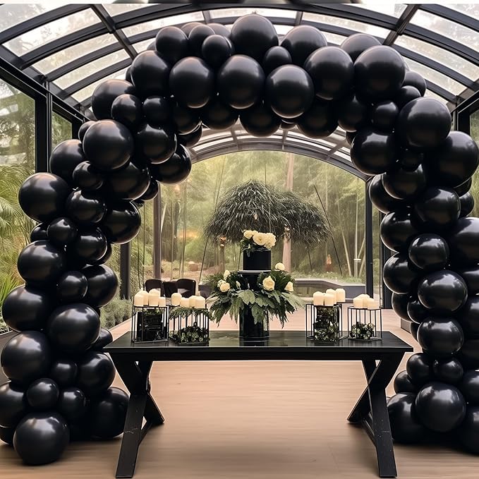 130PCS Black Balloons, Latex Balloons Different Sizes 18/12/10/5 Inch, Helium Balloons with Ribbon, Party Balloon Set for Birthday Wedding Graduation Anniversary Baby Shower Decorations.