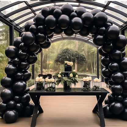 130PCS Black Balloons, Latex Balloons Different Sizes 18/12/10/5 Inch, Helium Balloons with Ribbon, Party Balloon Set for Birthday Wedding Graduation Anniversary Baby Shower Decorations.