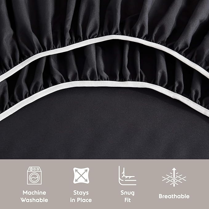 Nestl Twin XL Sheet Set - College Dorm Size - Luxury 1800 Ultra-Soft Microfiber Twin Extra Long Bed Sheets - Deep Pockets - Easy Fit - Extra Soft - 3 Piece Set (Twin XL, Black)