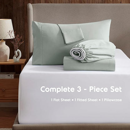 Nestl Twin XL Sheet Set - College Dorm Size - Luxury 1800 Ultra-Soft Microfiber Twin Extra Long Bed Sheets - Deep Pockets - Easy Fit - Extra Soft - 3 Piece Set (Twin XL, Sage Green)