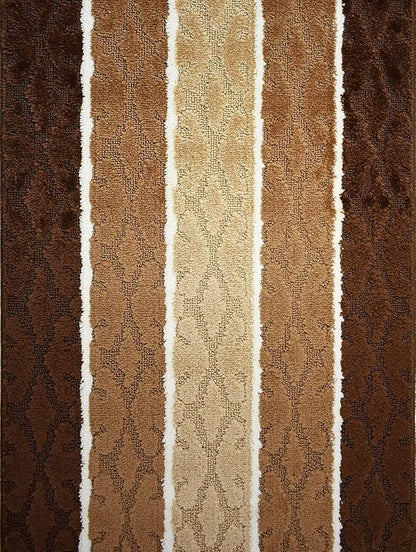 Custom Size Damask Hallway Runner Rug Slip Resistant, 26 Inch Wide x Your Choice of Length Size, Brown, 26 Inch X 21 Feet, Sold and Priced Per Foot