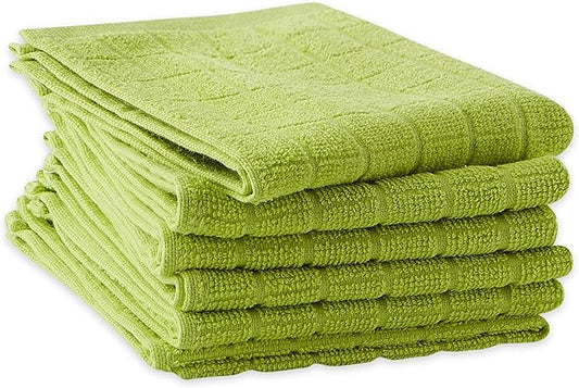 DII Basic Terry Collection Solid Windowpane Dishcloth Set, 12x12, Avocado, 6 Count