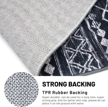 KUTA Moroccan Washable Hallway Runner Rug, 2x6 Non-Slip Vintage Black Boho Rugs Kitchen Runners Ultra Soft Distressed Geometric Floor Carpet for Bedroom Laundry Living Room