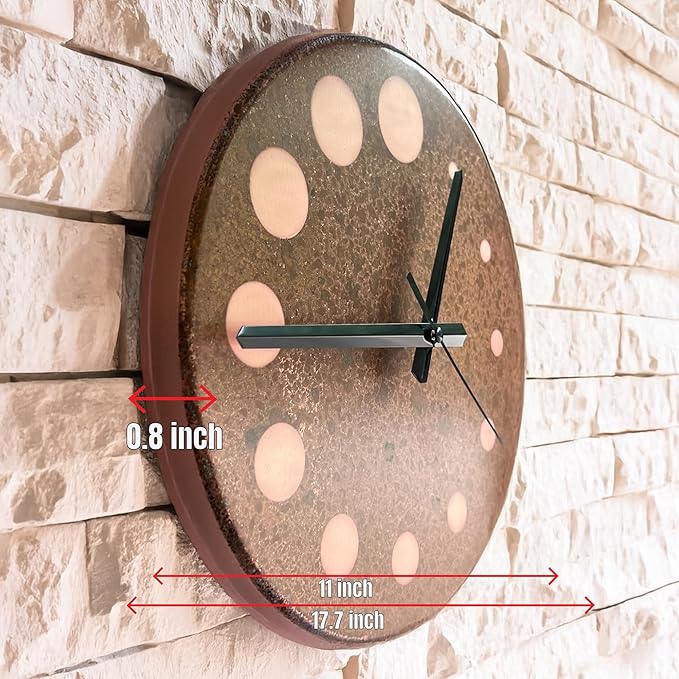 Handmade Pure Copper Wall Clock for Home Decoration, Decor Clock for Living Room, Bedroom and Kitchen, Rustic Decorative Mural Clock Art for Farmhouse (Circles of Time, 11)