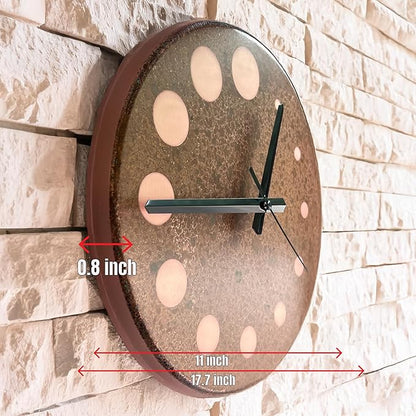 Handmade Pure Copper Wall Clock for Home Decoration, Decor Clock for Living Room, Bedroom and Kitchen, Rustic Decorative Mural Clock Art for Farmhouse (Circles of Time, 11)