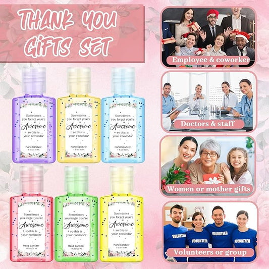 Frienda 24 Sets Christmas Thank You Hand Sanitizer Bulk Gift Set Mini Travel Size Hand Sanitizers with Organza Bags Tags Appreciation Gift for Women Employee Coworker Team Teacher Nurse Graduation