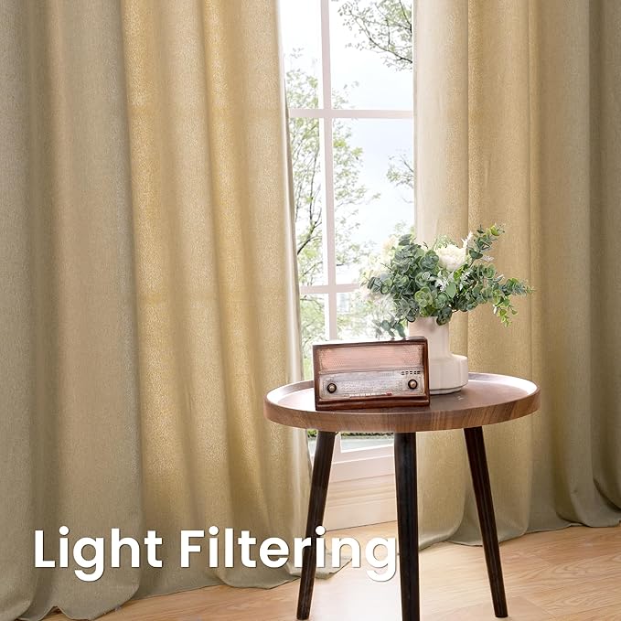 BGment Natural Linen Curtains for Living Room 90 Inch Length 2 Panels Set, Light Filtering Country Rustic Window Drapes Textured for Bedroom Privacy with Grommet Non See Through, Each 52 Inch Wide