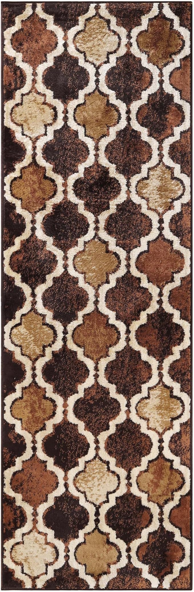 Superior Indoor Area Runner, Jute Backed, Perfect for Hallway, Living/ Dining Room, Bedroom, Office, Kitchen, Entryway, Modern Geometric Trellis Floor Decor, Viking Collection, 2' 7" x 8', Coffee
