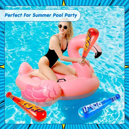 Seematn 100 Pcs Pow Inflatable Baseball Bats 17 Inch Inflatable Blow up Bats for Kids Carnival Game Prizes Bulk Baseball Party Favors Carnival Hero Sports Prizes (Dark Blue,Red)