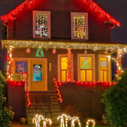 Christmas Decorations - 16" Christmas Window Silhouette Lights - 4 Pack Colour Lighted Santa & Angel & Snowman & Christmas Tree for Holiday Indoor and Outdoor Wall Door Window Decorate