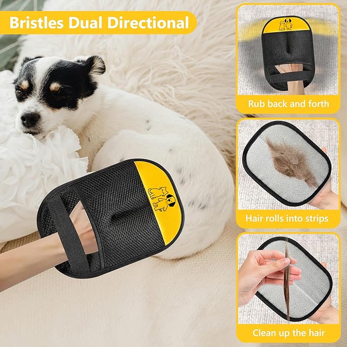 Pet Hair Removal Glove – Electrostatic Grooming Mitt for Dogs & Cats, Gentle Deshedding & Fur Removal Tool for Pets, Furniture, Car Seats, Clothing & Sofas, Reusable & Easy to Clean