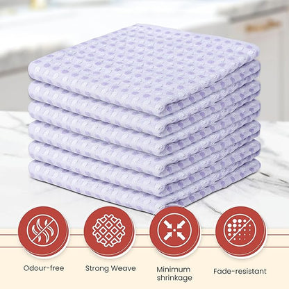 Vintage Vista 100% Cotton Dish Cloths (Pack of 6) - Dish Rags for Washing Dishes - Reusable & Highly Absorbent Kitchen Towels - Kitchen Rags for Christmas - (12" x 12" - Purple Honeycomb)