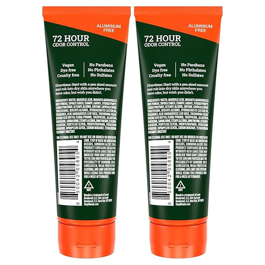Mando Whole Body Deodorant For Men - Invisible Cream - 72 Hour Odor Control - Aluminum Free, Baking Soda Free, Skin Safe - 3 Ounce Tube (Pack of 2) - Clover Woods