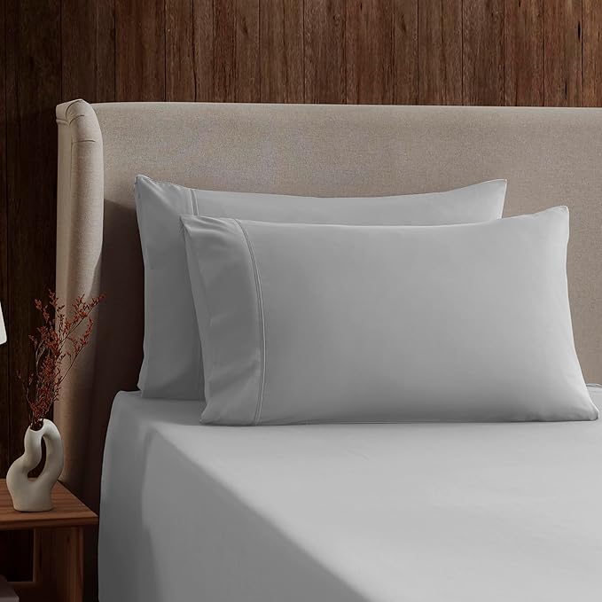 Nestl Twin XL Sheet Set - College Dorm Size - Luxury 1800 Ultra-Soft Microfiber Twin Extra Long Bed Sheets - Deep Pockets - Easy Fit - Extra Soft - 3 Piece Set (Twin XL, Light Grey)