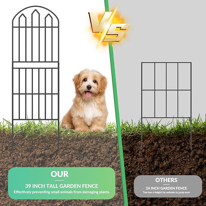 CADUKE Decorative Garden Fence and Fencing 10 Pack, 39in(H) x 10.5ft(L) Rustproof Wire Fence Panels for Dogs, Animal Barrier Fence Flower Edging for Yard, Patio, Outdoor, Arched