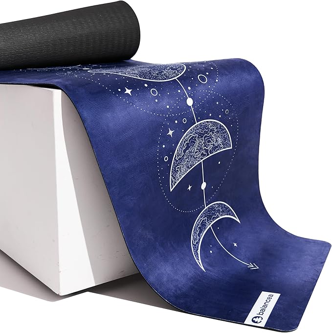 Yoga Mat 5mm Non Slip Suede & TPE - Eco-Friendly Fitness & Exercise Mat for Home Gym, Pilates, Hot Yoga, and Meditation - Lightweight Durable 72 x 24 inch Workout Mat for Women & Men