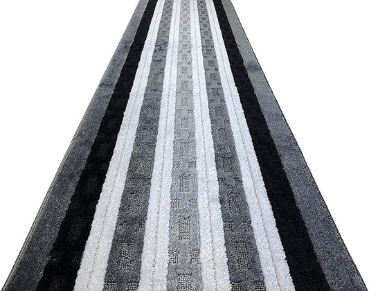 ORFA HOME Custom Cut Hallway Runner Rug, Slip Resistant, 31 Inch Wide X Your Choice of Length, Chain Anthracite, 31 Inch X 4 feet, Doormat