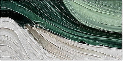Art 30x60 inch Hand Painted Green and White Textured Oil Paintings Large Modern Abstract Canvas Art Home Wall Decoration