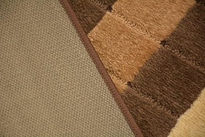 Washable Custom Size Runner Rug Squares Geometric Design Extra Long Runner Rugs for Hallways 26 Inch Wide x Pick Your Size by Feet Slip Skid Resistant Rubber Back (Square Brown, 50 ft x 26 in)