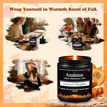 Caramel Pumpkin Candles – Warm Holiday & Winter Caramel Pumpkin Aroma, Cozy Christmas Seasonal Candles Gift, Hand-Poured Soy Candle for Christmas Home Décor & Cozy Seasonal Gifting