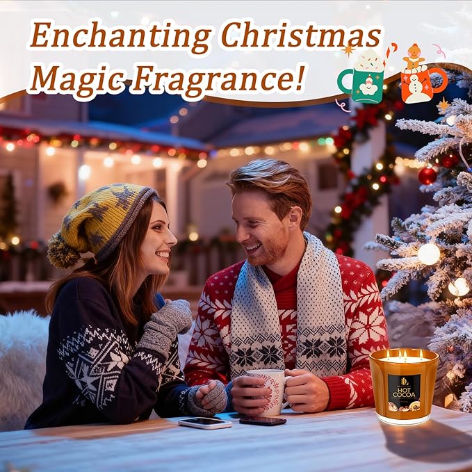 Large Candle Hot Cocoa Scented, 4 Wick Natural Soy Candles for Home Scented, 30oz Big Holiday Candle Long Lasting, Home Kitchen Scent Candles Valentine's Day Gifts for Women Men