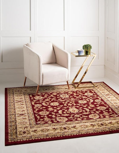 Rugs.com Aditi Collection Rug – 3 Ft Square Red Medium-Pile Rug Perfect for Living Rooms, Kitchens, Entryways
