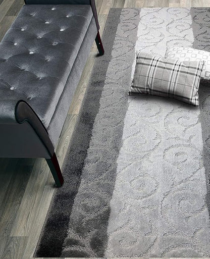 ORFA HOME Custom Cut Hallway Runner Rug, Slip Resistant, 31 Inch Wide X Your Choice of Length, Scroll Anthracite, 31 Inch X 27 feet