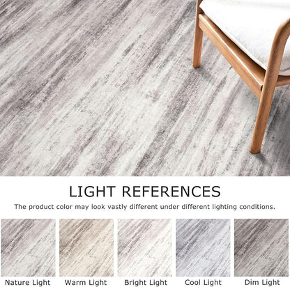 KOZYFLY Modern Abstract Washable Rug Runner 2.6x14 Hallway Rug Runner Non-Slip Soft Kitchen Runner Rugs, Grey-Beige Striped Carpet for Entryway Bathroom Laundry Room Foyer