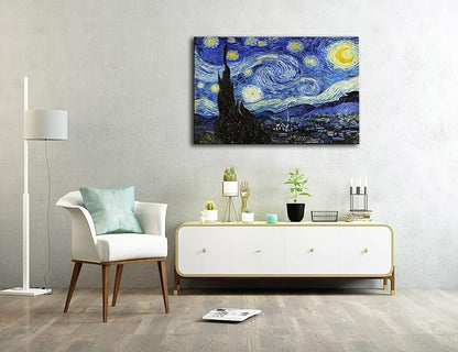 Starry Night, Vincent Van Gogh Art Reproduction, Large Giclee Canvas Prints Wall Art for Home Decor. 24"x36"